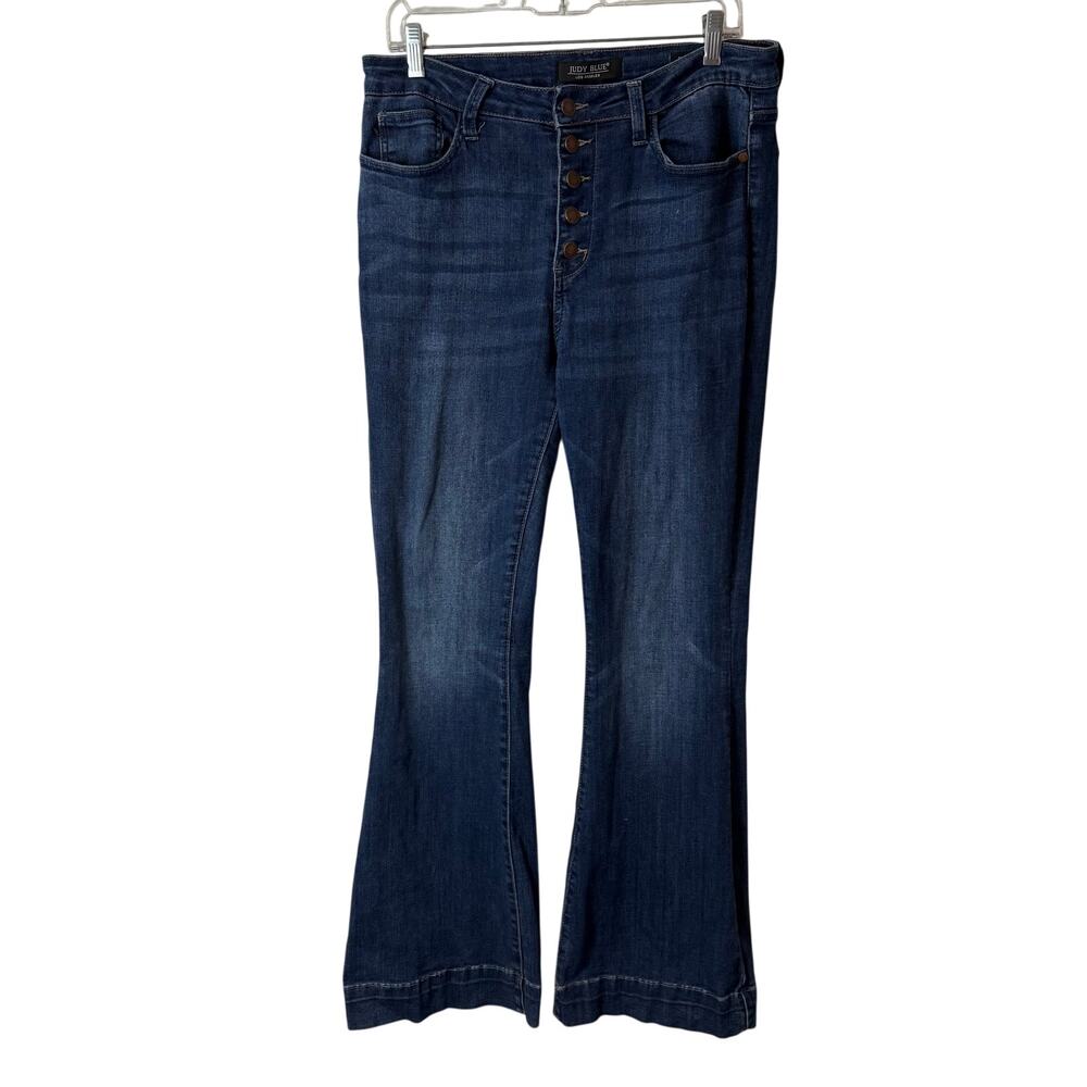 Judy Blue Women's‎ Trouser Flare Jeans Blue Stretch Exposed Fly 11/30